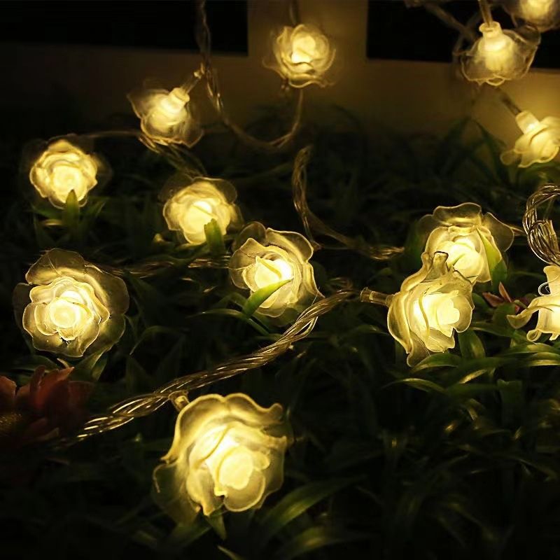White Rose LED String Lights
